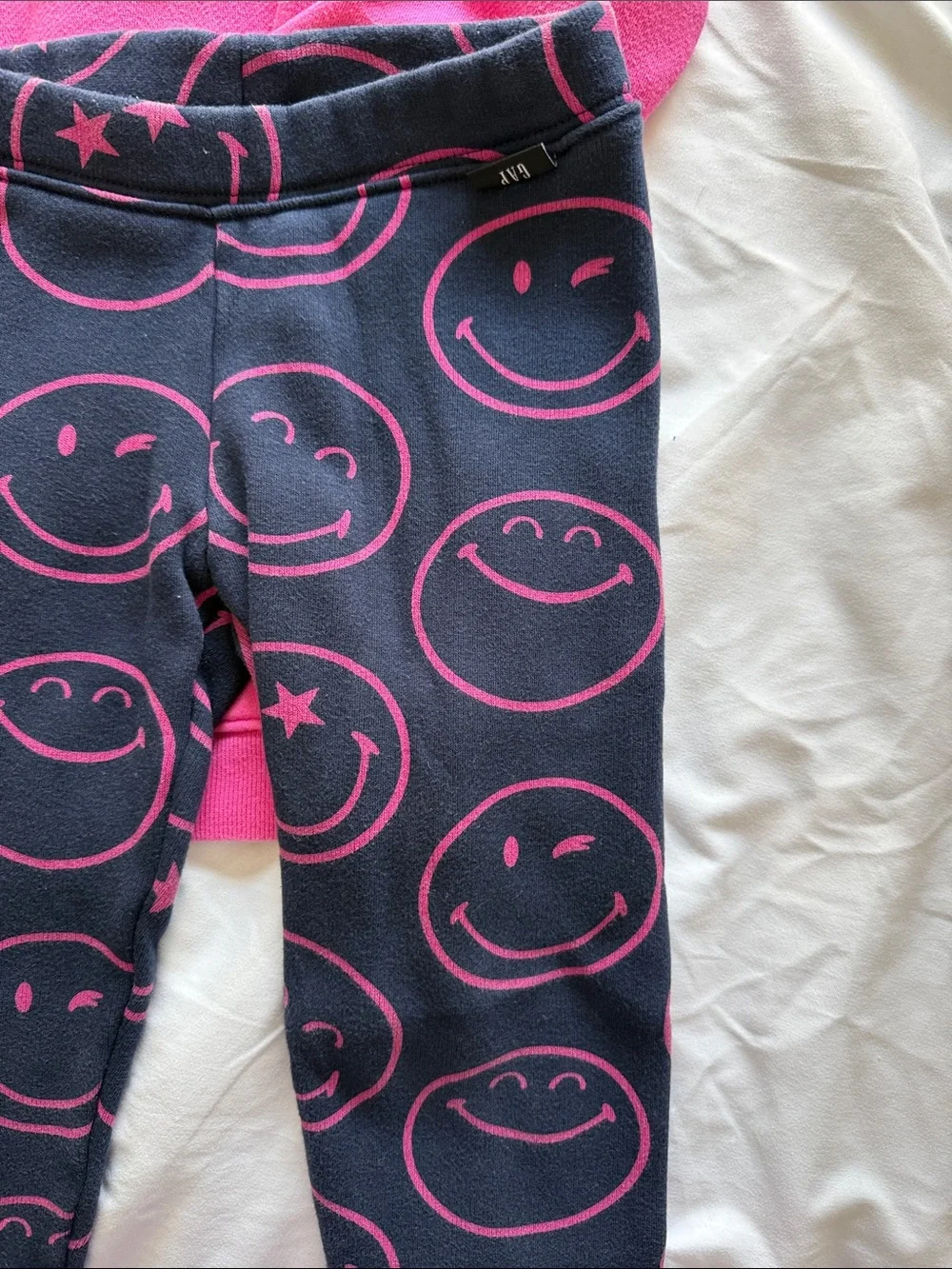 GAP Hot Pink Smiley Sweatshirt Dress with Black & Pink Smiley Leggings